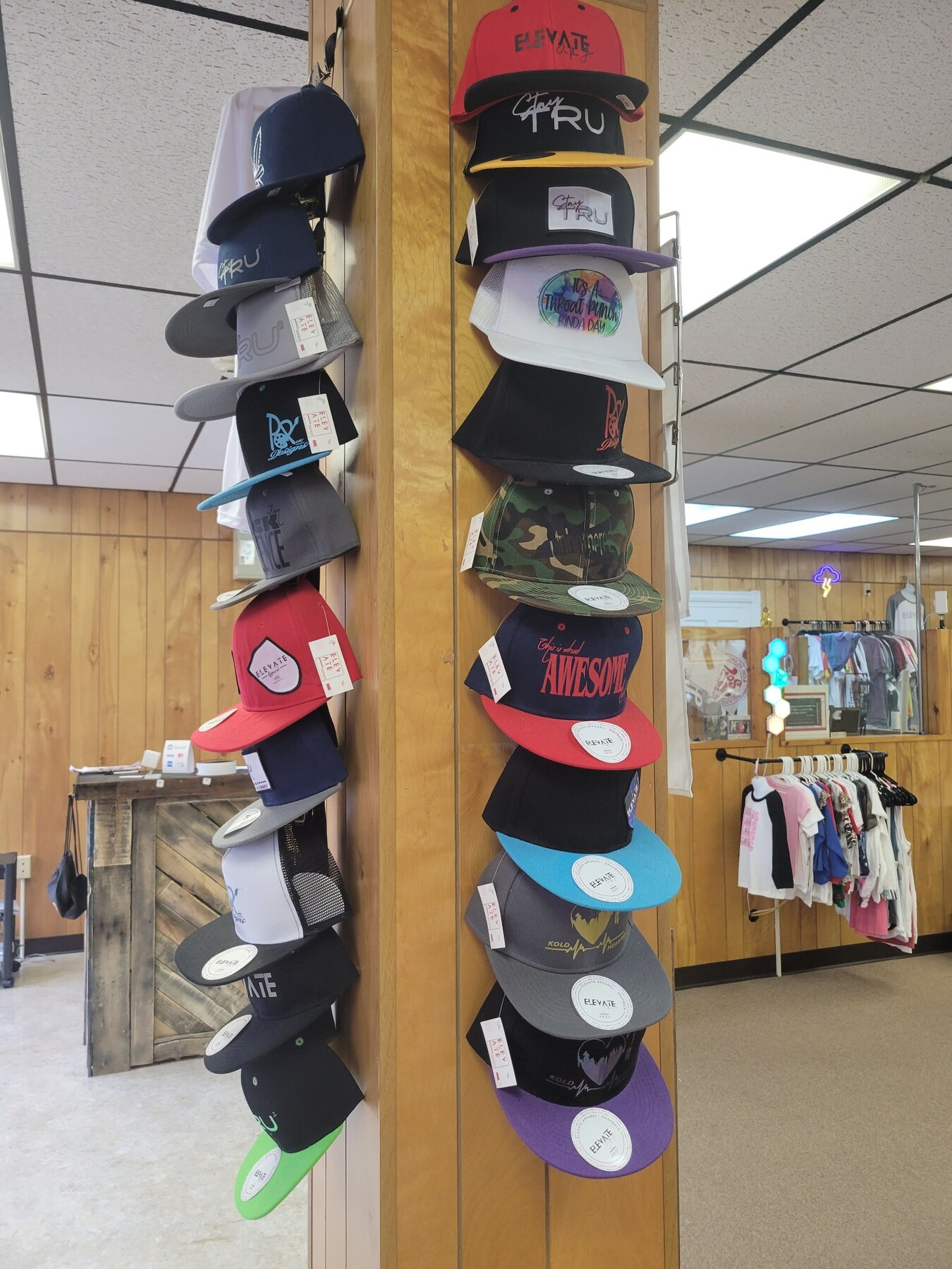 Hat wall inside the original ELEVATE shop