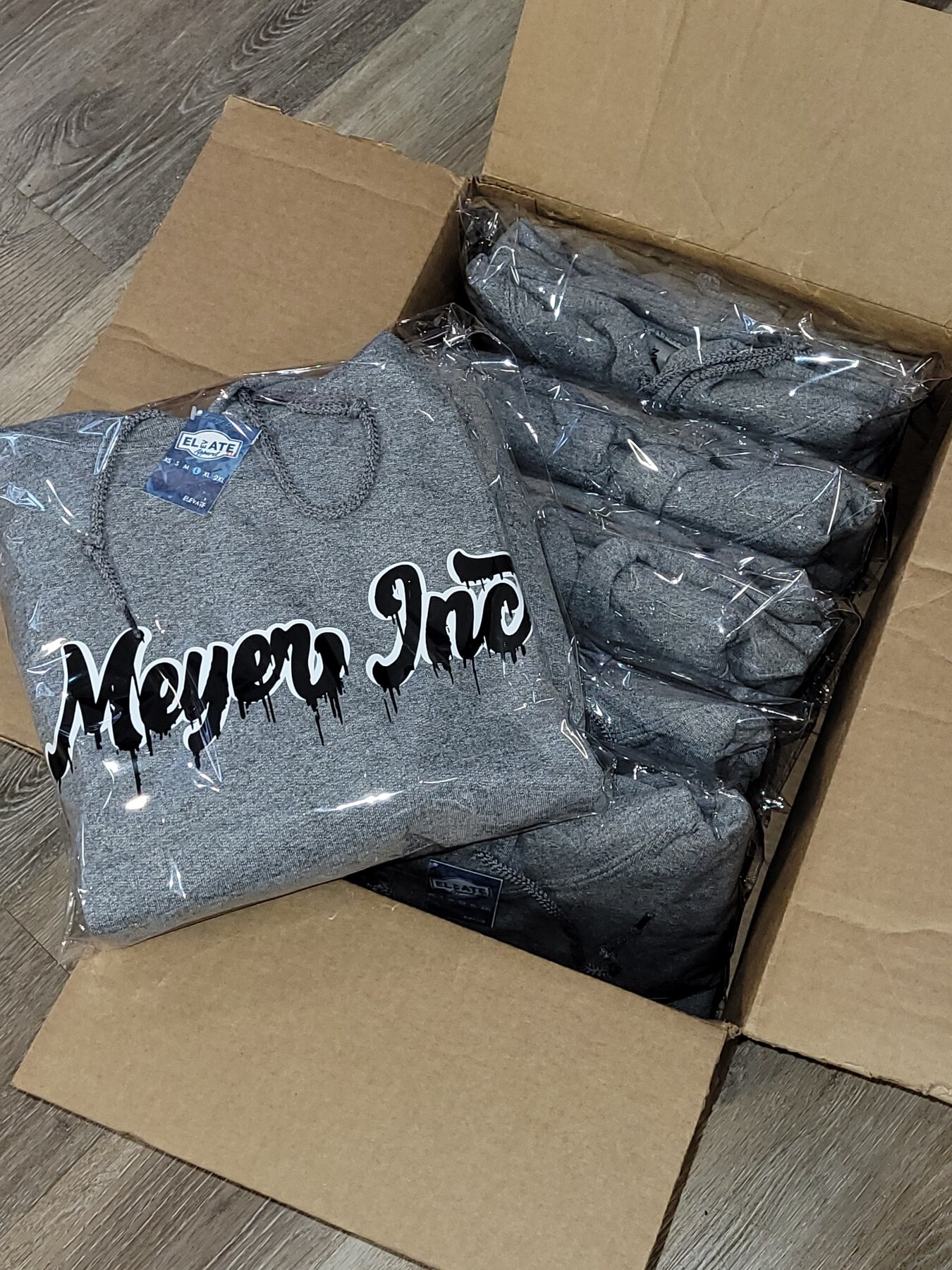 Meyer Inc. bulk hoodie order packaged for delivery